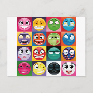 pop art emojis postcard
