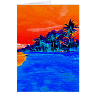Pop Art Exotic Beach Palm Trees Cards