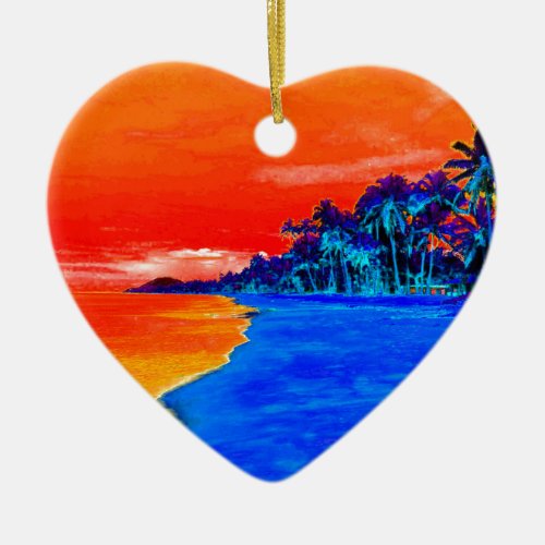 Pop Art Exotic Beach Palm Trees Ceramic Ornament