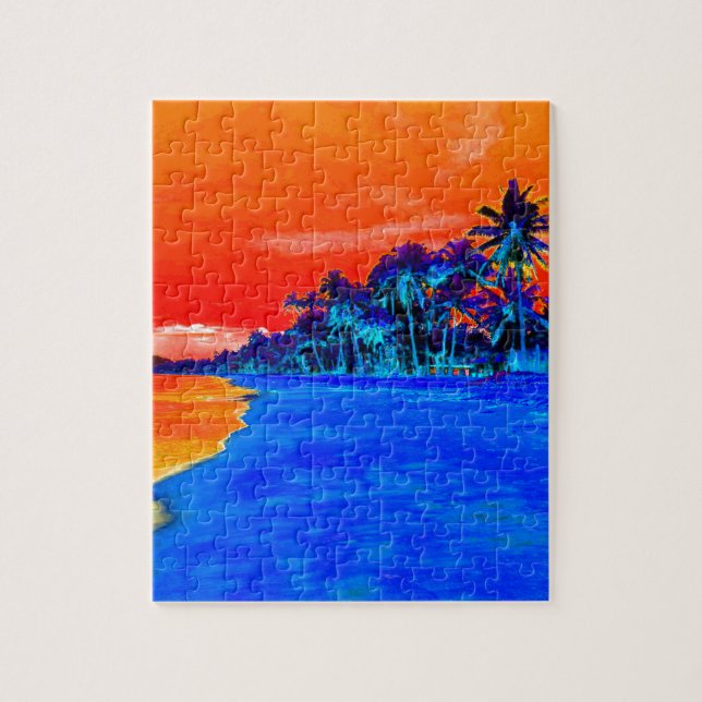 Pop Art Exotic Beach Palm Trees Jigsaw Puzzle (Vertical)