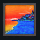 Pop Art Exotic Beach Palm Trees Keepsake Box<br><div class="desc">Retro Exotic Travel Places Photography - Vintage Palm Tree & the Beach Photo Artwork</div>