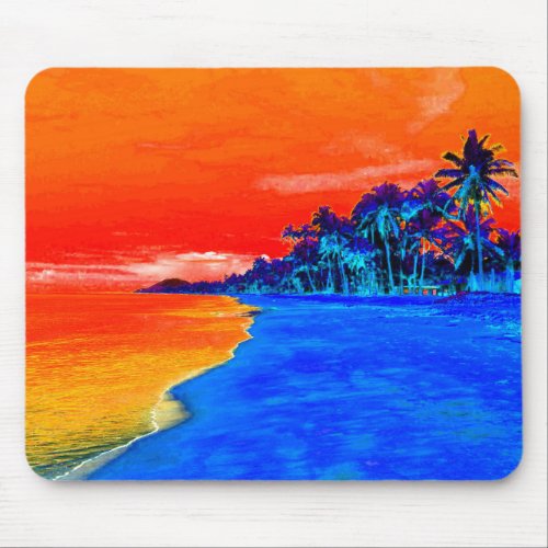 Pop Art Exotic Beach Palm Trees Mouse Pad