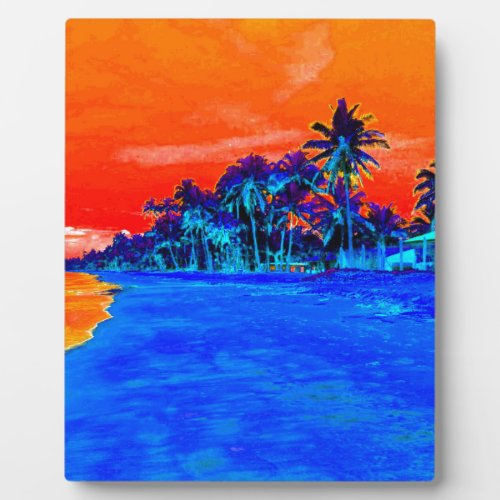 Pop Art Exotic Beach Palm Trees Plaque