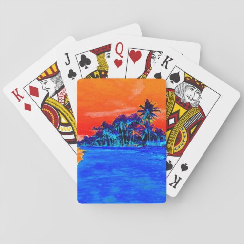 Pop Art Exotic Beach Palm Trees Playing Cards