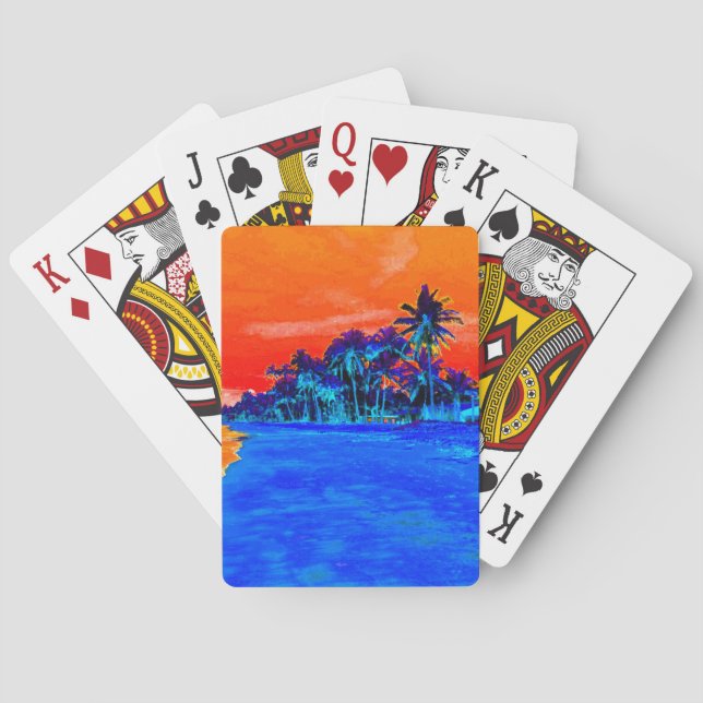 Pop Art Exotic Beach Palm Trees Poker Cards (Back)