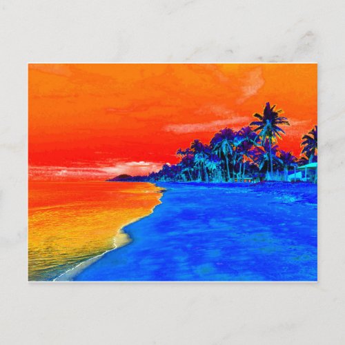 Pop Art Exotic Beach Palm Trees Postcard