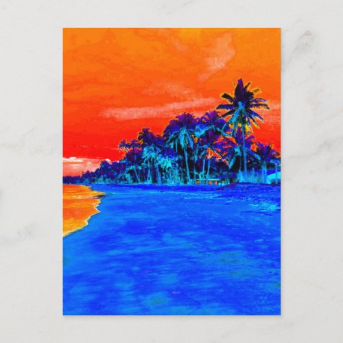 Pop Art Exotic Beach Palm Trees Postcard