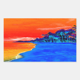 Pop Art Exotic Beach Palm Trees Rectangular Sticker