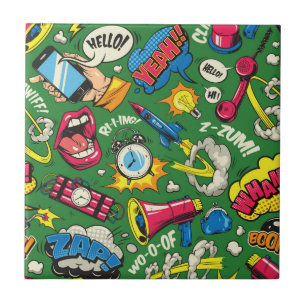 Pop Art Explosion - Retro Comic Aesthetic Ceramic Tile