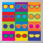 Pop Art Eyeglasses Poster<br><div class="desc">Pop-Art styled illustration of popular eyeglass frame styles in a colorful checkerboard.</div>