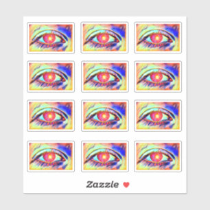 Pop Art Eyes Like a Flame Bold Psychedelic Eye Sticker