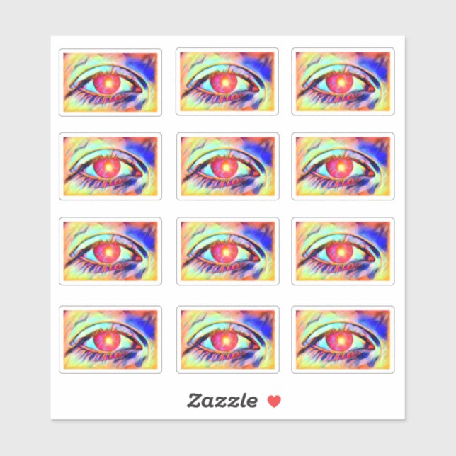 Pop Art Eyes Like a Flame Bold Psychedelic Eye Sticker (Sheet)