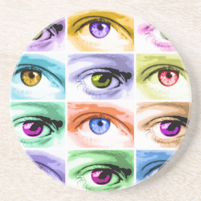 Pop Art Eyes Sandstone Coaster (Front)