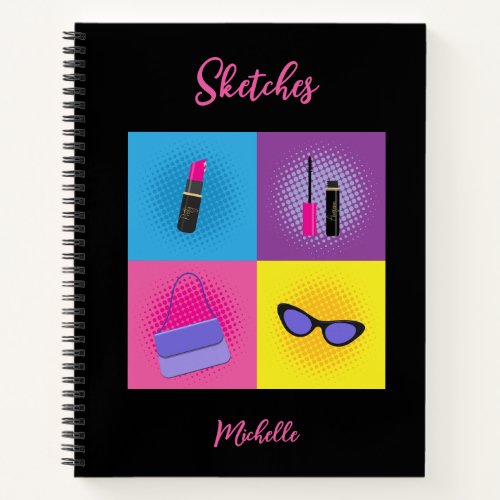 Pop Art Fashion  Beauty Skecth Spiral Notebook
