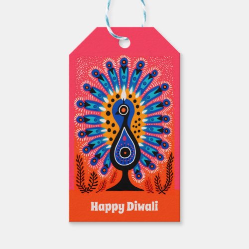  Pop Art Festival of Lights Diwali Peacock Gift Tags