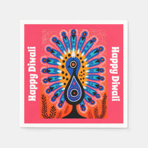 🦚 Pop Art Festival of Lights: Diwali Peacock Napkins
