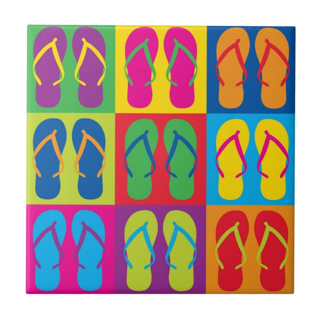 Pop Art Flip Flops Ceramic Tile (Front)