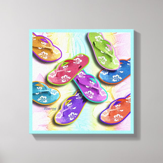 Pop Art FLIP FLOPS Gallery Wrapped Canvas Print (Front)