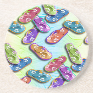 Pop Art Flip Flops Multi Sandstone Coaster