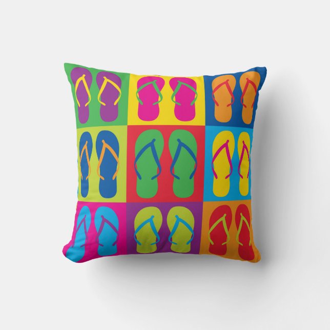 Pop Art Flip Flops Throw Pillow (Front)