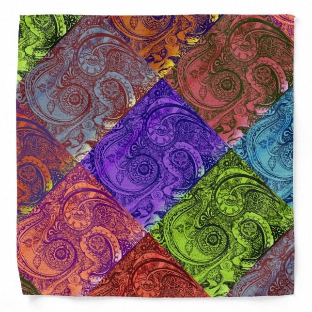 Pop Art Floral Paisley Bandana (Front)