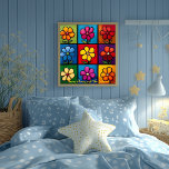 Pop Art Flower Grid Colorful Wall Art<br><div class="desc">This vibrant and playful pop art flower grid design features bold and colorful flowers, perfect for adding a cheerful touch to any room. With its bright hues and modern style, this wall art is ideal for home décor, gifts, or as a fun accent piece. Available in multiple sizes, it can...</div>