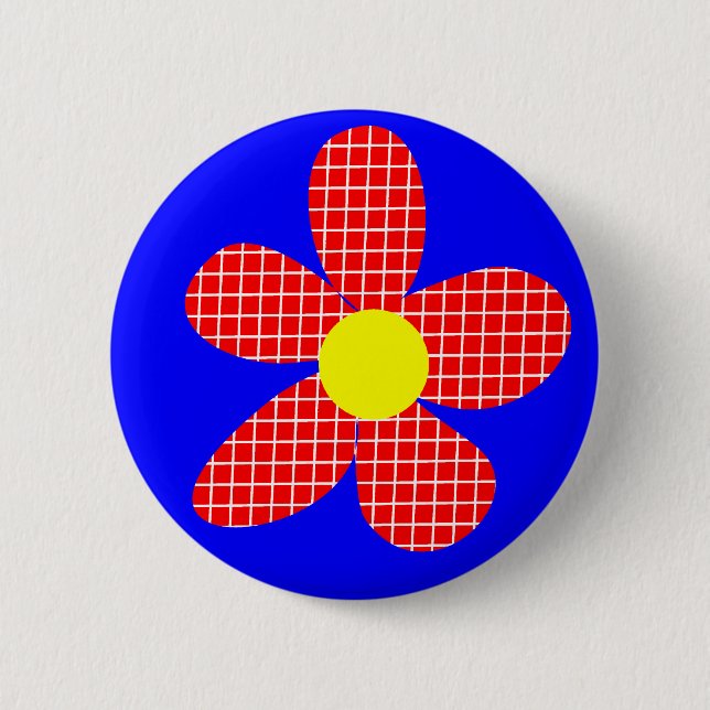 Pop Art Flower Pinback Button (Front)