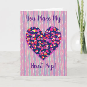 Pop Art Flowers Heart Love Valentines Card