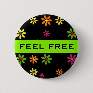 Pop Art Flowers seamless pattern + your ideas Button