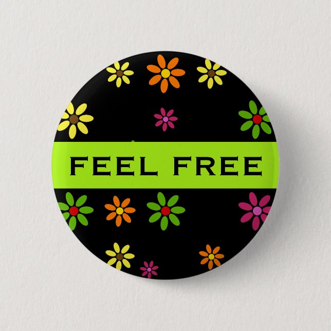 Pop Art Flowers seamless pattern + your ideas Button (Front)