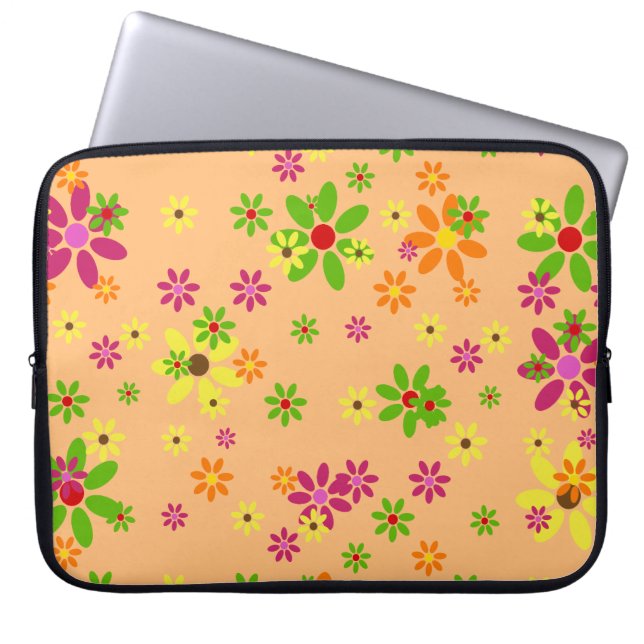 Pop Art Flowers seamless pattern + your ideas Laptop Sleeve (Front)
