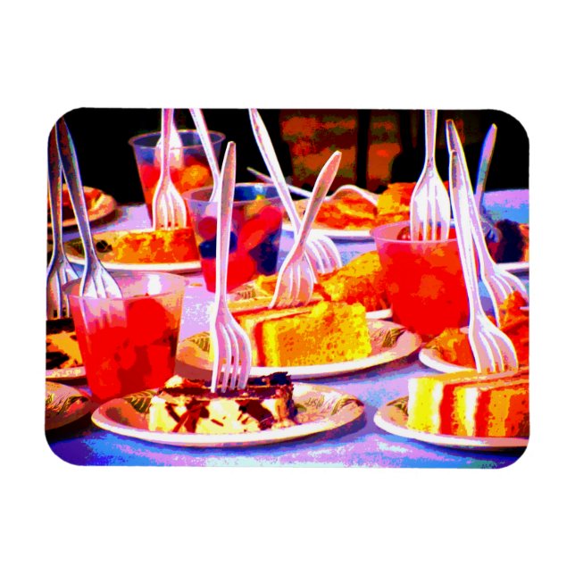 Pop Art Food Cake Snacks Forks Colorful Magnet (Horizontal)