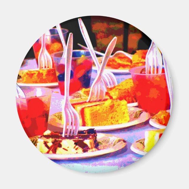 Pop Art Food Cake Snacks Forks Colorful Magnet (Front)