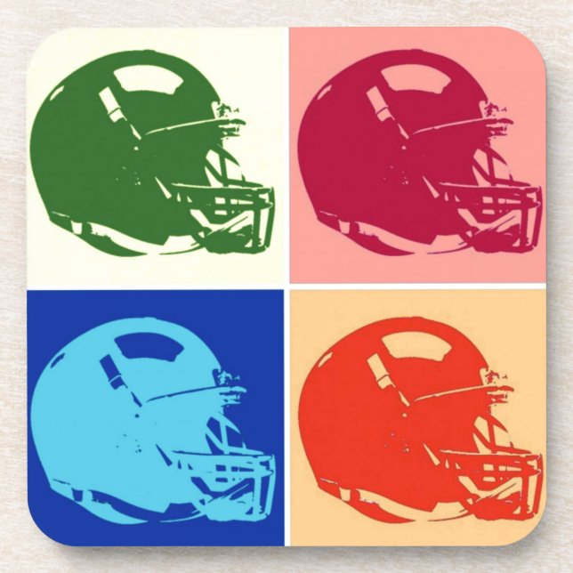 Pop Art Football Helmet Hard plastic coaster (Front)
