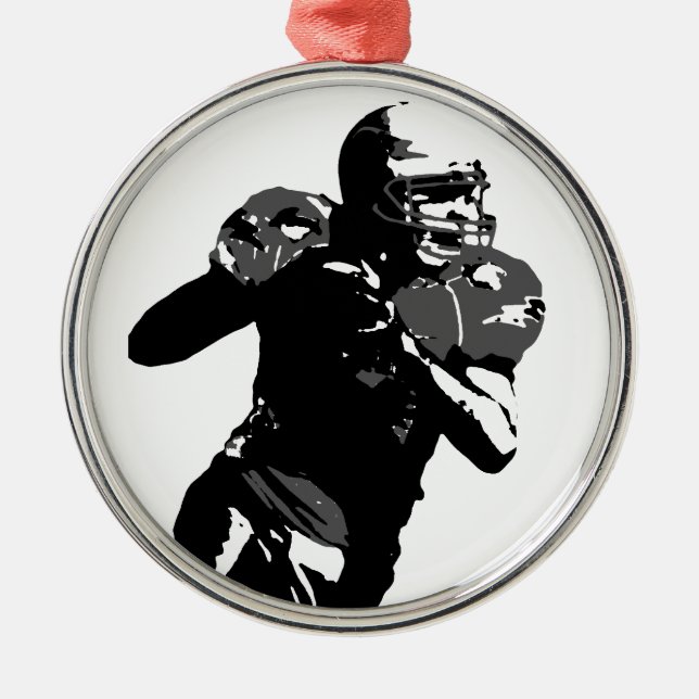 Pop Art Football Player Metal Ornament (Front)