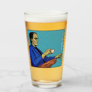 Pop Art Frankenstein Monster Drinking Tea Halftone Glass