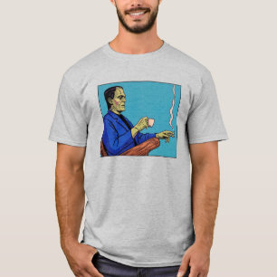 Pop Art Frankenstein Monster Drinking Tea Halftone T-Shirt