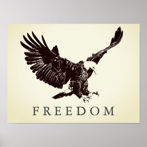 Pop Art Freedom Eagle Landing Vintage Poster