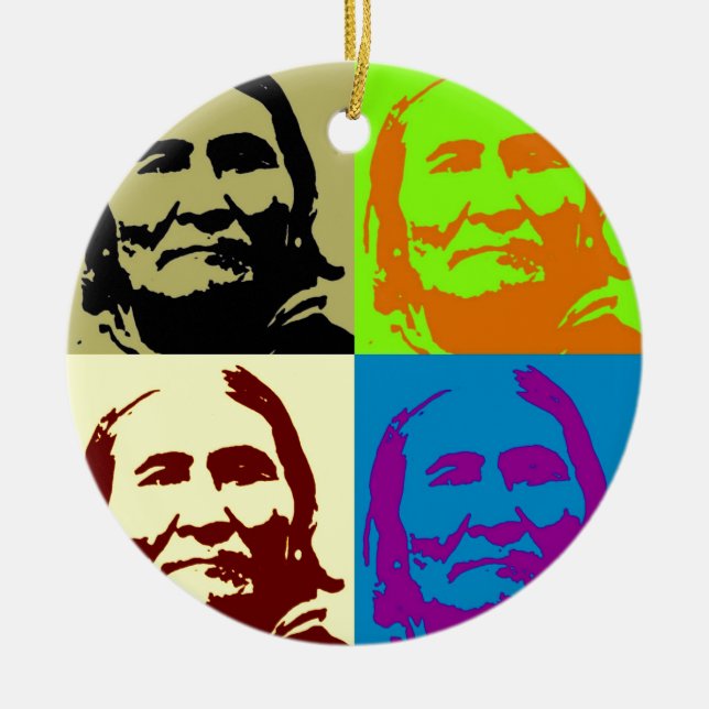 Pop Art Freedom Fighter Geronimo Ceramic Ornament (Front)