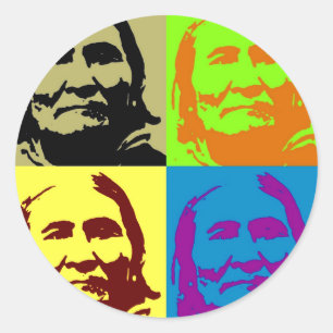 Pop Art Freedom Fighter Geronimo Classic Round Sticker