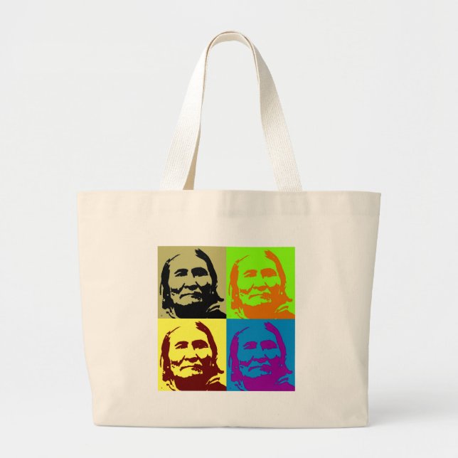 Pop Art Freedom Fighter Geronimo Large Tote Bag (Front)