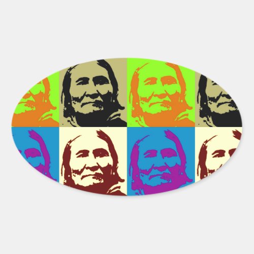 Pop Art Freedom Fighter Geronimo Oval Sticker