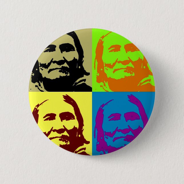 Pop Art Freedom Fighter Geronimo Pinback Button (Front)