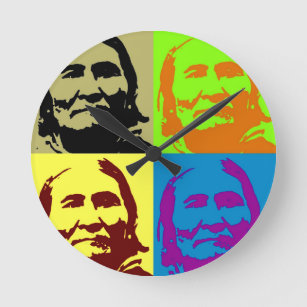 Pop Art Freedom Fighter Geronimo Round Clock