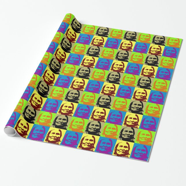 Pop Art Freedom Fighter Geronimo Wrapping Paper (Unrolled)