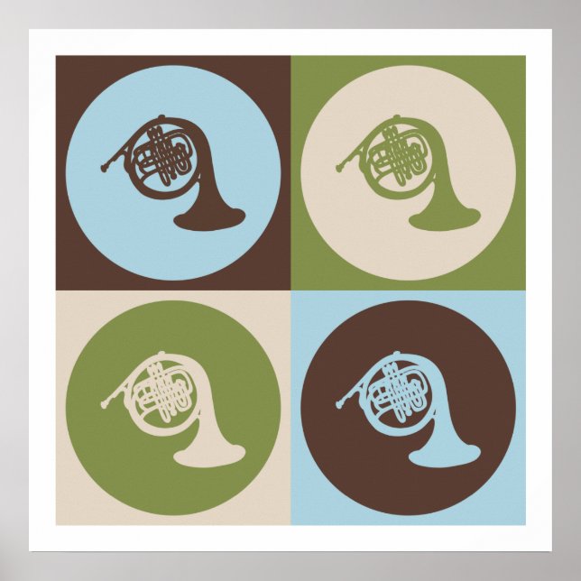 Pop Art French Horn Poster (Front)