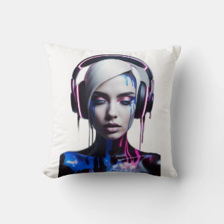 Pop Art Friends: Music and Laughter Tee Throw Pillow
