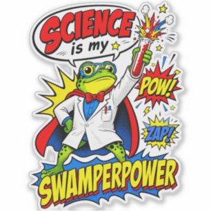 Pop Art Frog Scientist Science is My Swamperpower Sticker