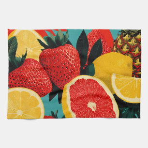 Pop Art Fruit Collage Illustration Kitchen Towel