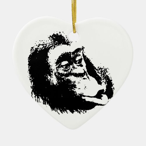 Pop Art Funny Chimpanzee Ceramic Ornament